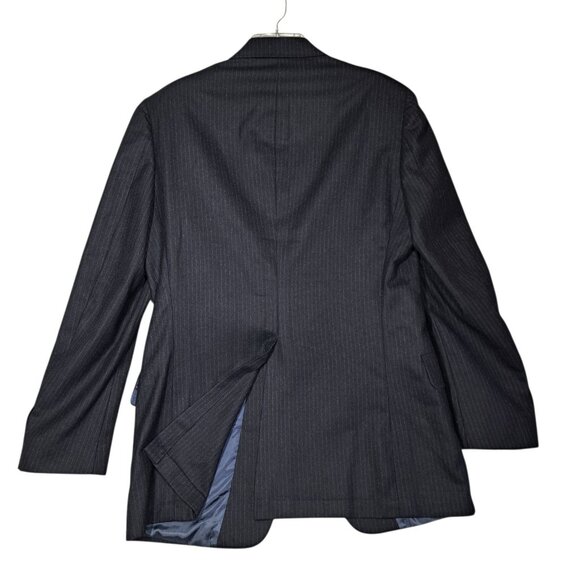 Vintage Kuppenheimer Mens Wool Suit 44R 34X32 Navy Blue Pinstripe 2 Piece USA - Picture 5 of 11